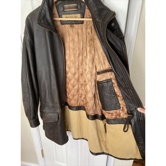 Marc New York Andrew Marc Brown Leather Jacket Quilted Lined Mens Medium - Picture 12 of 16